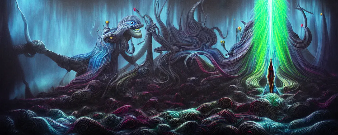 Prompt: whimsical bifrost alchemical creatures, surreal dark uncanny painting by ronny khalil