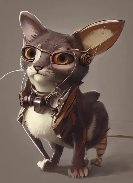 Prompt: a beautiful half body portrait of a cute anthropomorphic steampunk cat fursona. big eyes. character design by cory loftis, fenghua zhong, ryohei hase, ismail inceoglu and ruan jia. volumetric light, detailed, rendered in octane