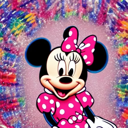 Prompt: minnie mouse having a psychedelic dmt mushroom lsd trip