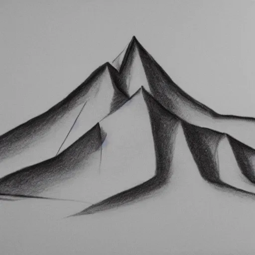 Image similar to origami mountains, pencil sketch