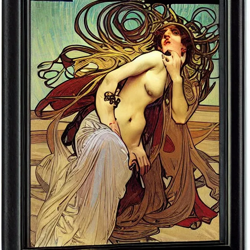 Image similar to rightous fury by alphonse mucha