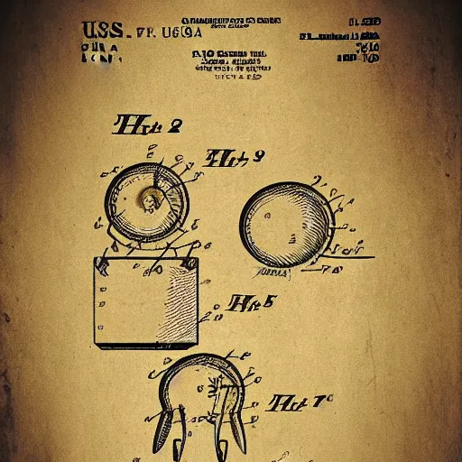 Prompt: 1 9 2 2 us patent for a eyeball for an android. highly detailed,