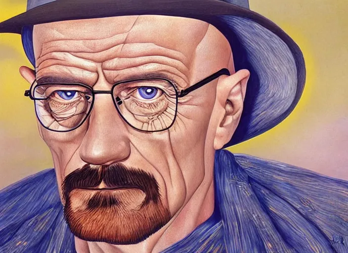 Prompt: a highly detailed beautiful portrait of walter white by salvador dali