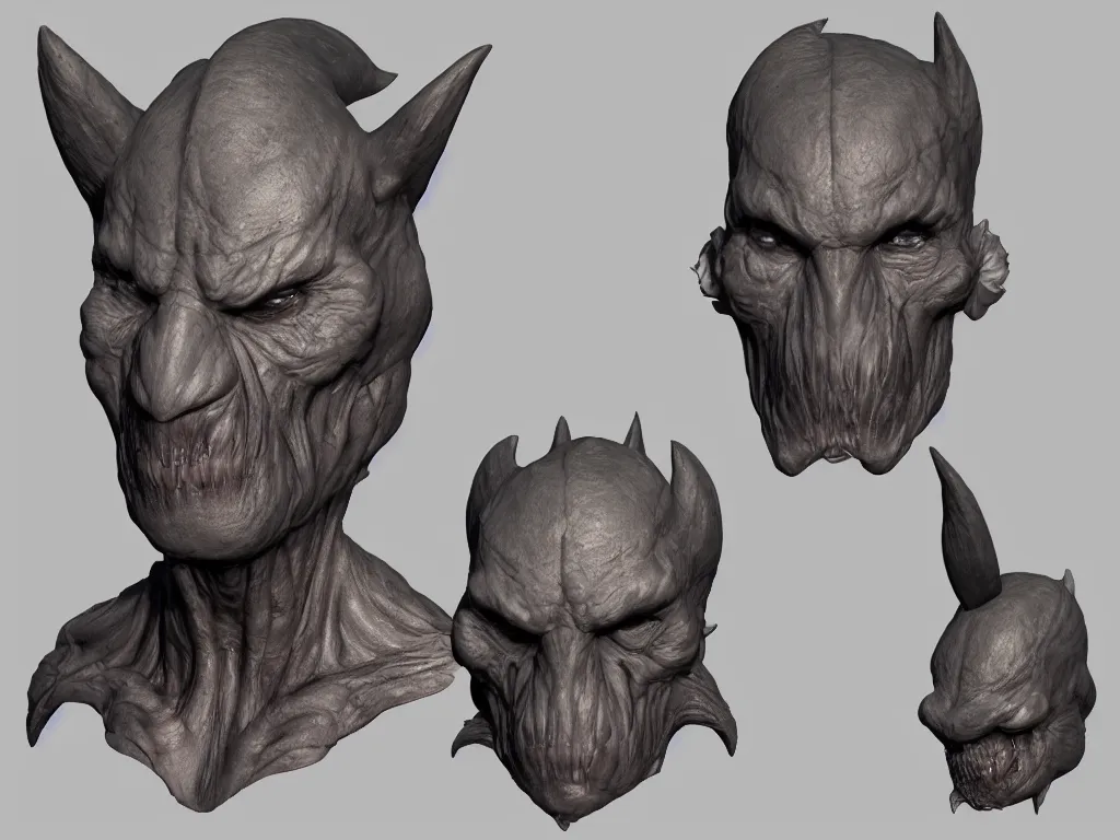 Image similar to barnacle, muscular, chiroptera head, chiroptera ears, artstation, cgsociety, zbrush, no background