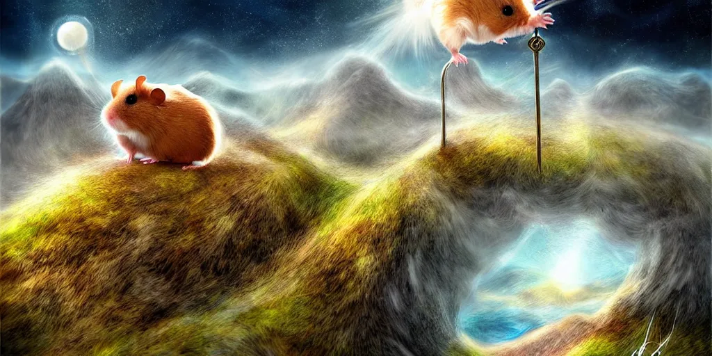 Image similar to the land where hamsters rule, award winning art, epic dreamlike fantasy landscape, art print, science fiction, ultra realistic,