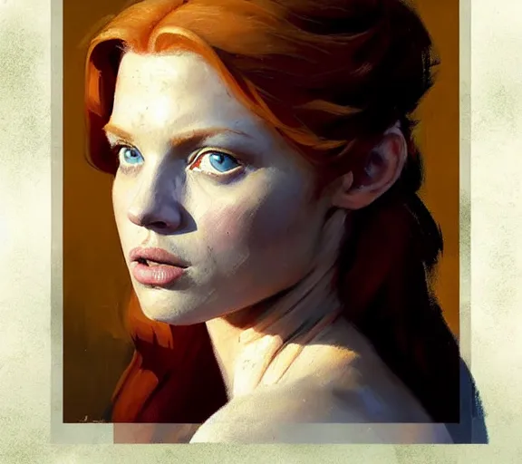 Image similar to greg manchess portrait painting of ginger beautiful princess as game of throne character, medium shot, asymmetrical, profile picture, organic painting, sunny day, matte painting, by greg rutkowski, by greg tocchini, by james gilleard, by joe fenton, dynamic lighting, gradient light blue, brown, blonde cream and white color scheme, grunge aesthetic