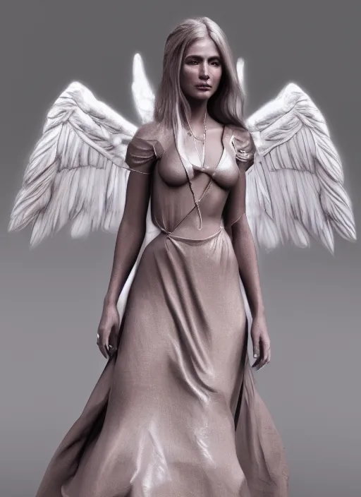 Prompt: realistic full body concept art of a female angel in beautiful clothes, octane render, 4k, digital art