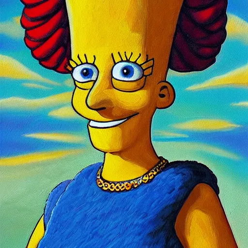 Prompt: marge simpson caucasian dmt historical oil painting