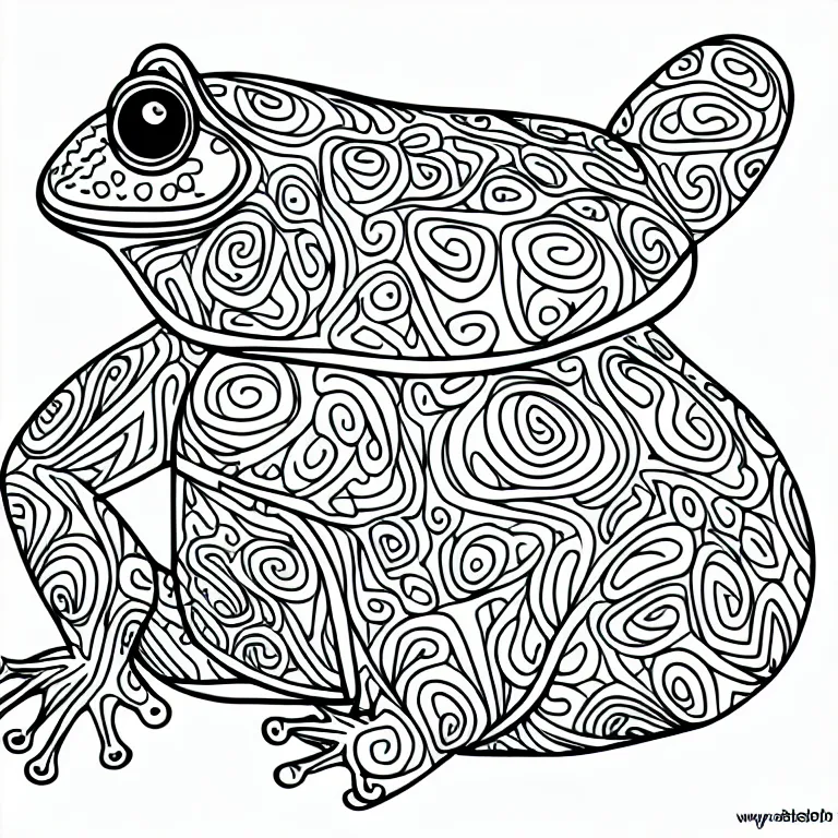 Image similar to beautiful frog, ornamental, fractal, line art, vector, outline, simplified, colouring page