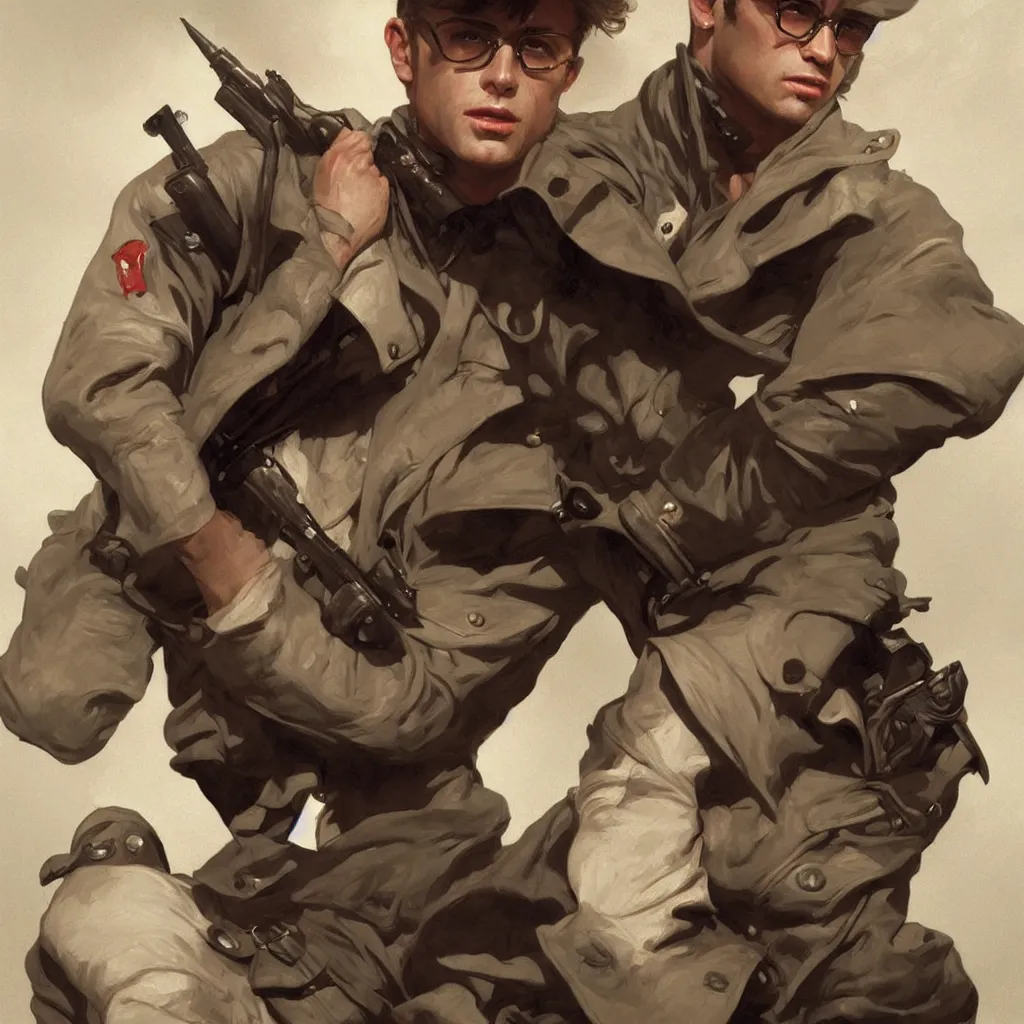 Image similar to james dean as a soldier intricate, elegant, highly detailed, digital painting, artstation, concept art, smooth, sharp focus, illustration, art by artgerm and greg rutkowski and alphonse mucha and william - adolphe bouguereau