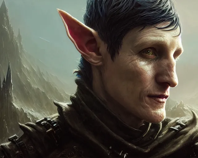 Image similar to highly detailed portrait of robin lord taylor as a fantasy goblin, in skyrim, stephen bliss, unreal engine, fantasy art by greg rutkowski, loish, rhads, ferdinand knab, makoto shinkai and lois van baarle, ilya kuvshinov, rossdraws, tom bagshaw, global illumination, radiant light, detailed and intricate environment