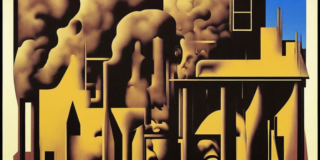 Image similar to Bauhaus Poster by Richard Corben, by by René Magritte, surrealism, gothic, baroque