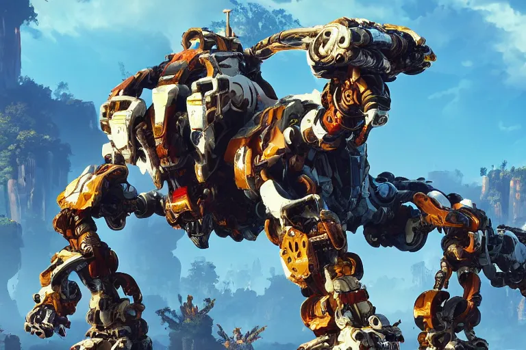 Image similar to shell - walker machine mecha animal beast robot of horizon forbidden west horizon zero dawn bioluminiscence global illumination ray tracing hdr fanart arstation by sung choi and eric pfeiffer and gabriel garza and casper konefal