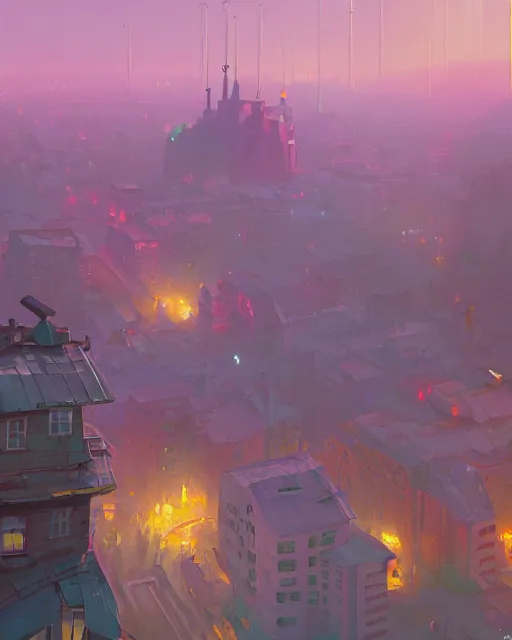 Image similar to painting of kiev, ukraine, detailed, by simon stalenhag, cory loftis, james gilleard, atey ghailan, makoto shinkai, goro fujita, studio ghibli, rim light, exquisite lighting, clear focus, very coherent, plain background, soft painting