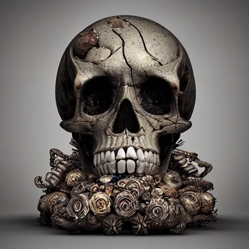 Image similar to portrait_of_a_melting_skull._intricate_abstract._intricate_artwork._by_Tooth_Wu_wlop_beeple_dan_mumford._octane_render_trending_on_artstat