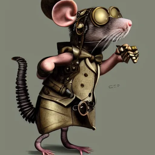 Image similar to a rat with steampunk googles, by CGSociety