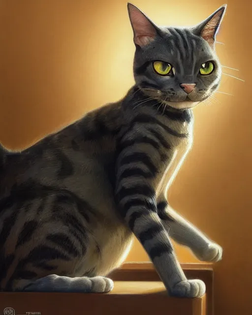 Image similar to ms. fortune the cat | highly detailed | from the pixar film sneaky cats | very intricate | cinematic lighting | award - winning | closeup portrait | by donato giancola and mandy jurgens and charlie bowater | featured on artstation