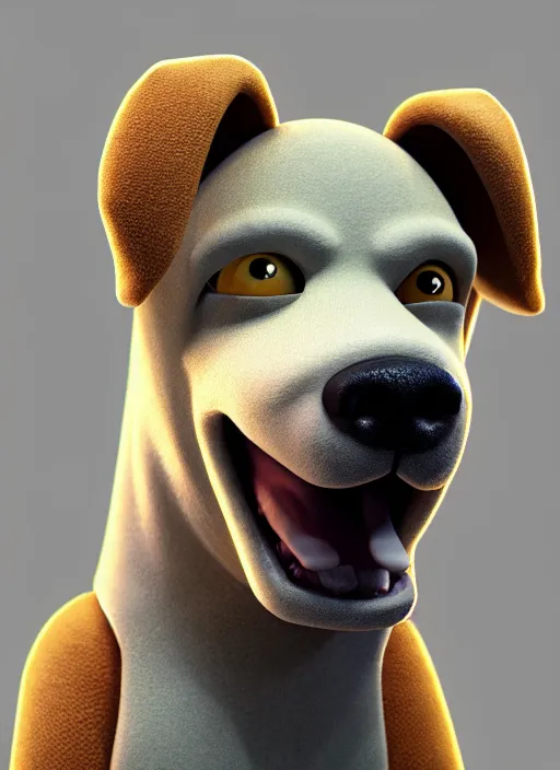 Image similar to adventure time jake the dog, realistic, photorealistic, cgi, 3 d render, highly detailed