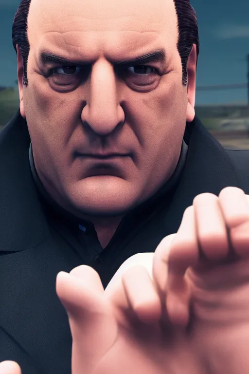 Image similar to [a still of Tony Soprano in Final Fantasy, 4k, HD, high quality, octane]