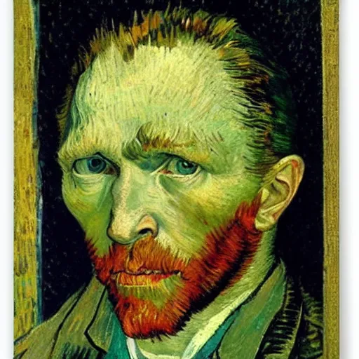 Prompt: Selfportrait by Van Gogh painting by Hieronymus Bosch