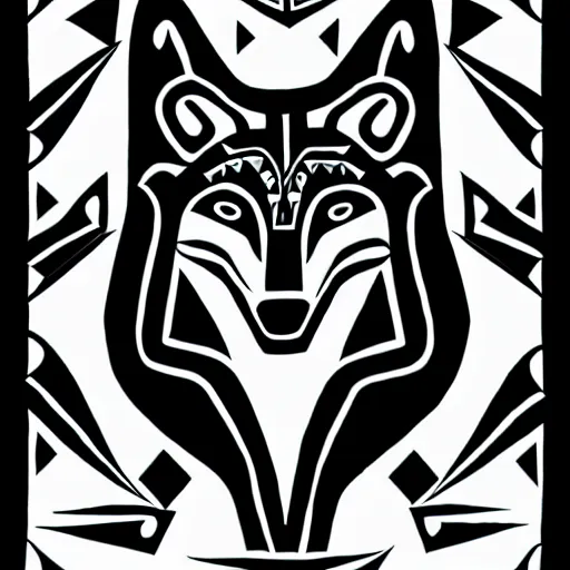 Image similar to wolf. pacific northwest coast, haida gwaii, formline, native art, tribal art, haida, clean, symmetrical