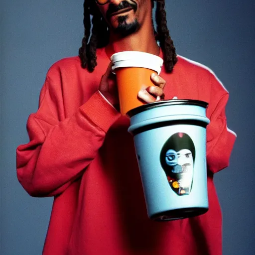 Prompt: Snoop Dogg holding a Boba Tea for a 1990s sitcom tv show, Studio Photograph, portrait, C 12.0