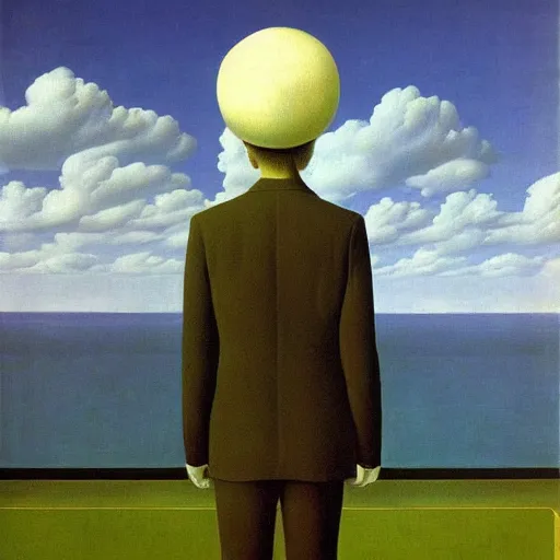 Image similar to famous painting by rene magritte.