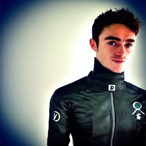 Image similar to “a realistic detailed photo of a guy who is an attractive humanoid who is half robot and half humanoid, who is a male android, Charles Leclerc, shiny skin, posing like a statue, blank stare”