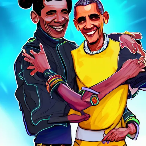 Prompt: lucio and obama dancing, detailed, high quality, artstation winner