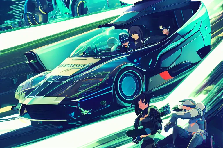 Image similar to digital illustration of vector w 8 twin turbo by makoto shinkai, ilya kuvshinov, lois van baarle, rossdraws, basquiat | afrofuturism, in the style of hearthstone