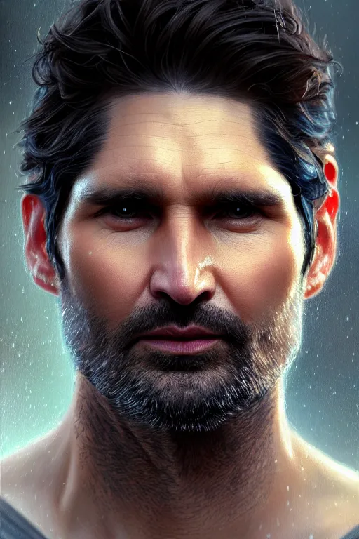 Prompt: ultra detailed close up facial portrait of eric bana, extremely detailed digital painting, in the style of fenghua zhong and ruan jia and jeremy lipking and peter mohrbacher, mystical colors, rim light, beautiful lighting, 8 k, stunning scene, raytracing, octane, trending on artstation