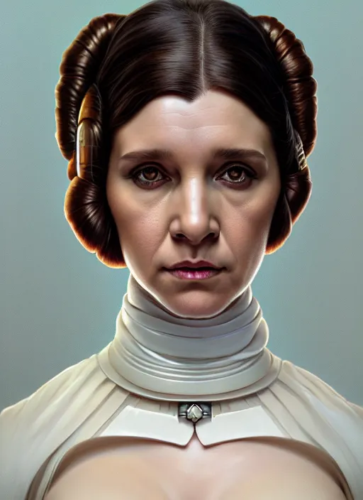 Prompt: symmetry!! portrait of princess leia organa, intricate, elegant, highly detailed, digital painting, artstation, concept art, smooth, shallow focus, illustration, art by artgerm and greg rutkowski and alphonse mucha, 8 k