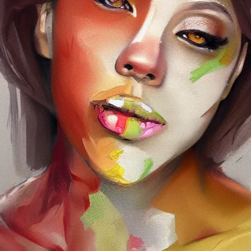 Image similar to a messy painting using all known skin tones. Trending on Artstation.