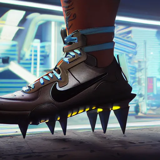 Prompt: nike airforce from cyberpunk 2 0 7 7, 3 d, ultra - realistic