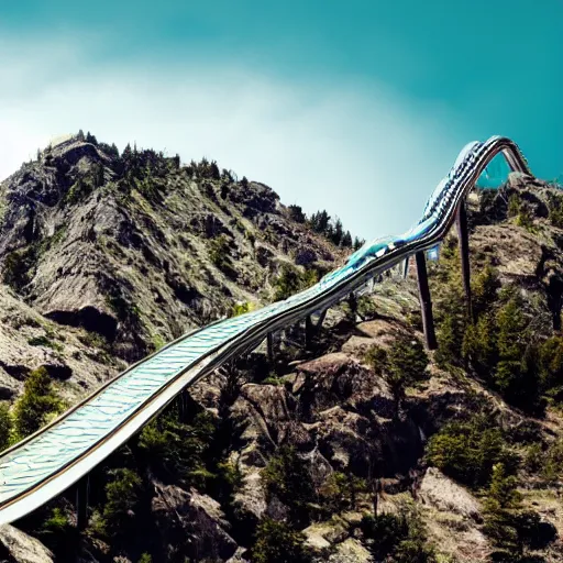 Image similar to a roller coaster that leads into a mountain