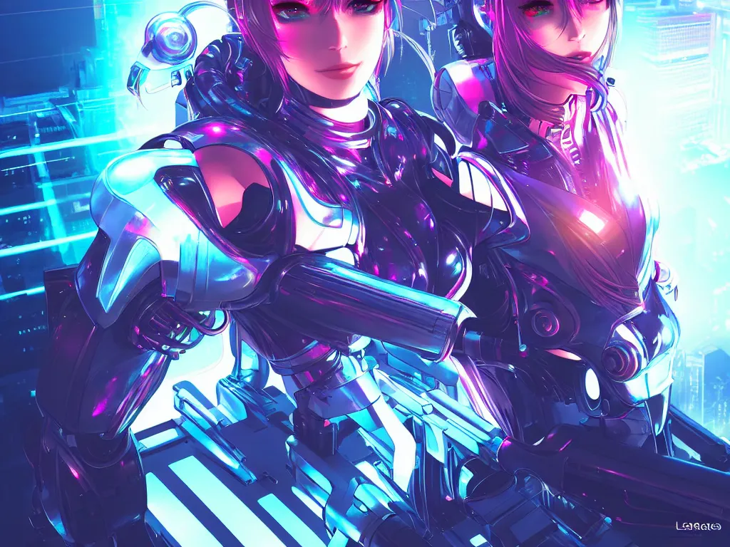 Image similar to portrait anime visual futuristic female cyber warrior, on cyberpunk neon light tokyo rooftop, ssci - fi and fantasy, intricate and very beautiful, concept art, smooth, illustration, art by rossdraws and taekwon kim / a - rang, luxearte and liya nikorov and rongzhen luo