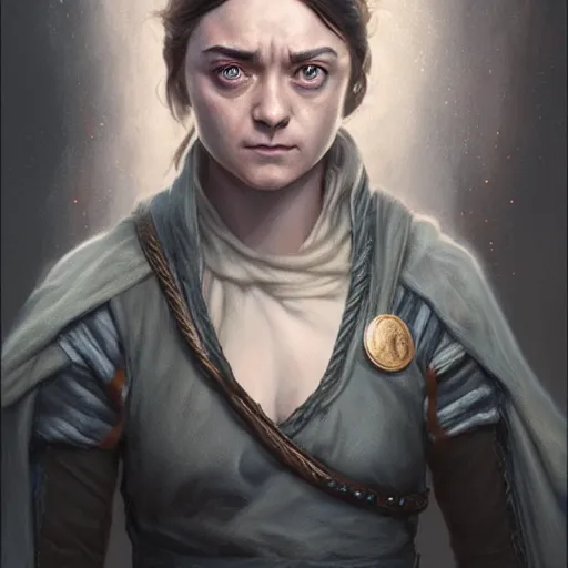 Image similar to Arya Stark, D&D, fantasy, portrait, highly detailed, digital painting, trending on artstation, concept art, sharp focus, illustration, art by artgerm and greg rutkowski and magali villeneuve