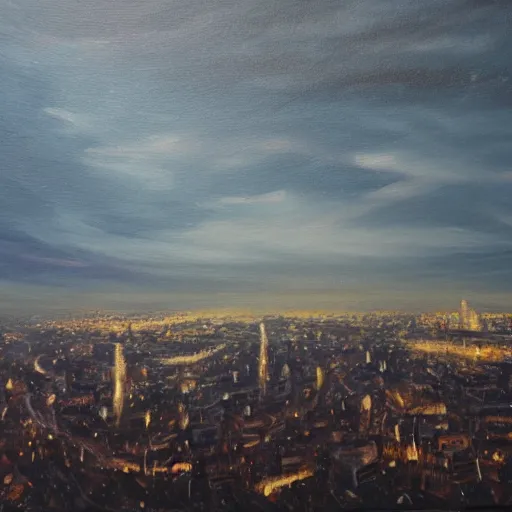 Image similar to a eldritch horror overtop london at night, Oil painting