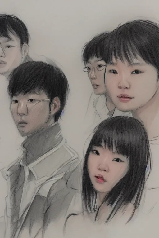 Image similar to someone behind us, sketch and art by jacqueline e, bo feng lin