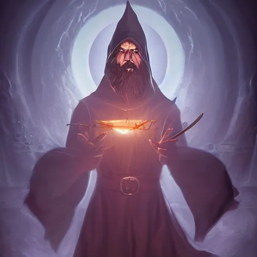 Prompt: a beautiful panting of a dark wizard casting a spell, alchemist lab, hyperrealistic, cinematic atmosphere, epic, artstation, deviantart, moebius