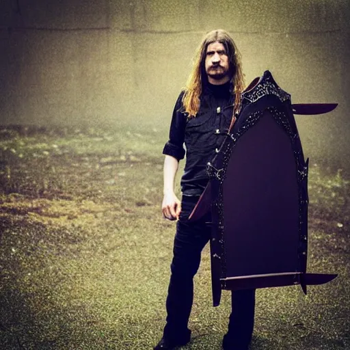 Image similar to mikael akerfeldt of opeth, wearing samurai armor