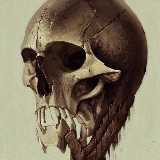 Prompt: a beautiful artwork portrait of a viking skull by greg rutkowski , featured on artstation