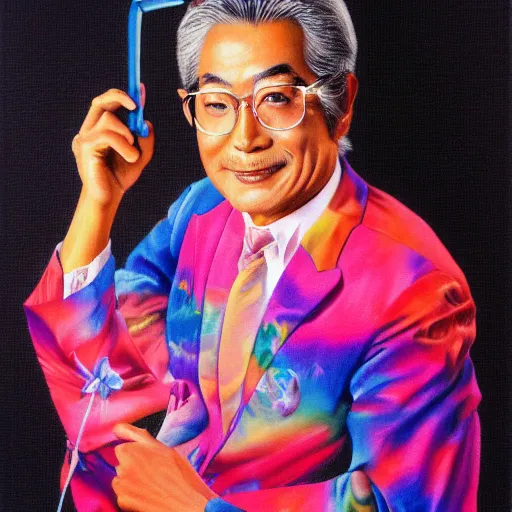 Image similar to professional corporate portrait art by Noriyoshi Ohrai and Lisa Frank