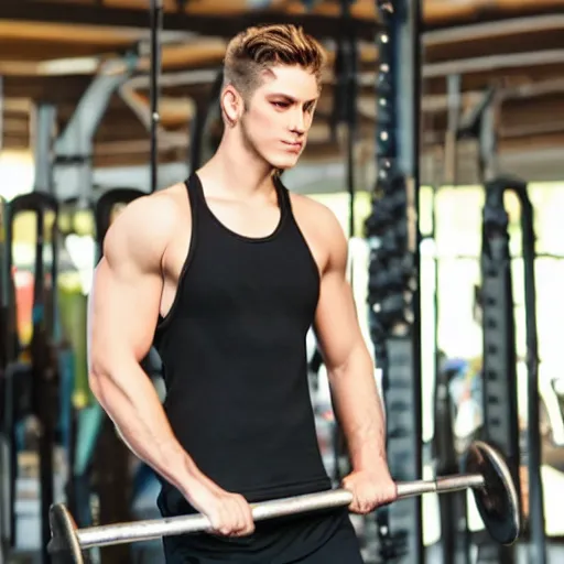 Image similar to a handsome hunky young anarchist working out