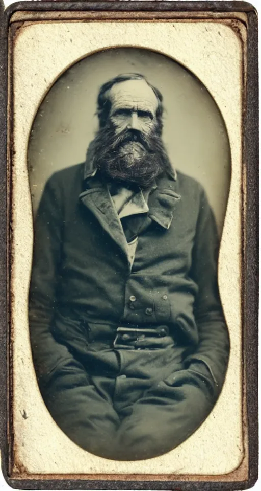 Image similar to a tin type photograph of a grizzled old sea captain