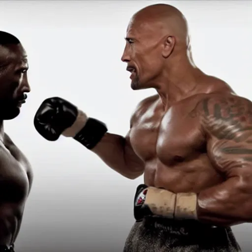 Image similar to Dwayne Johnson as boxer, promo