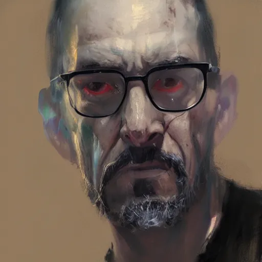 Image similar to Gordon Freeman, portrait by Jeremy Mann, Half Life 2