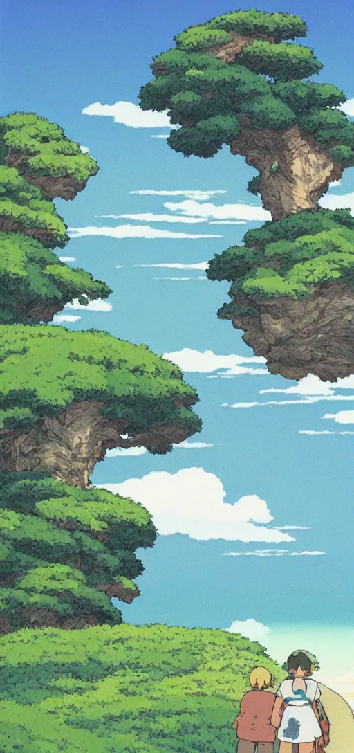 Image similar to country side on the ocean coast by studio ghibli, peaceful, serene, beautiful