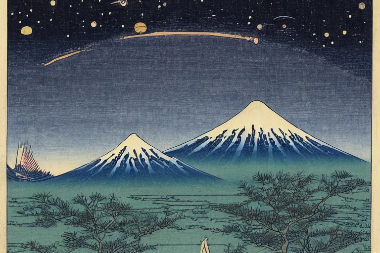 Prompt: hubble space telescope, the earth and stars in background ， by hiroshige utakawa