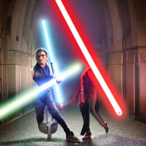 Image similar to a lightsaber duel in vienna